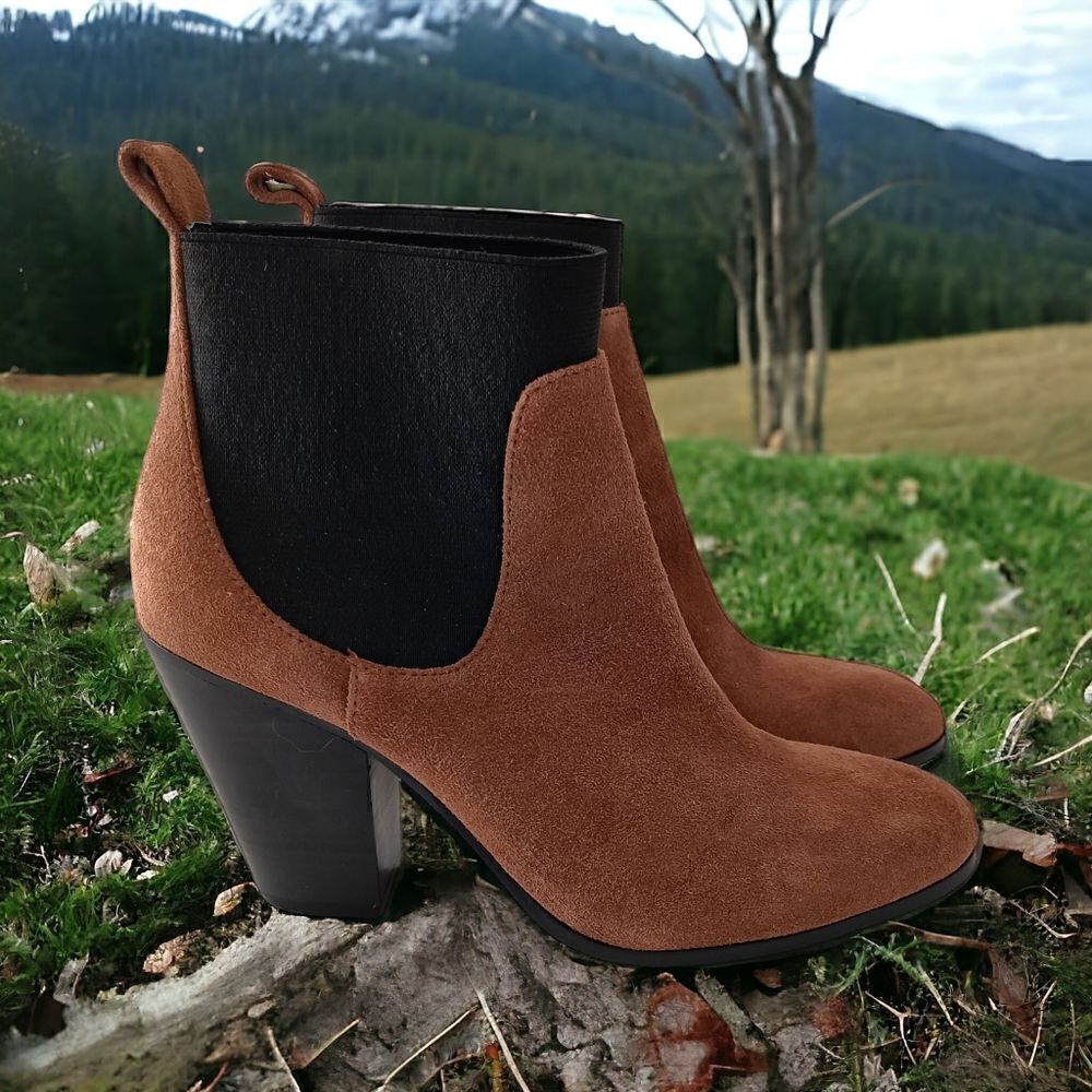 Victorias Secret Ankle Booties Boots Sz 7 Brown Black Western Rustic Farmhouse